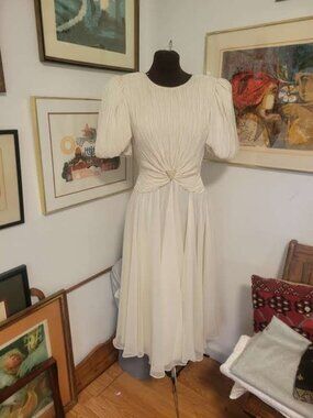 Vintage Talbots Cream Chiffon Bottom and Rouched Top Size 4